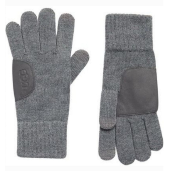 UGG Knit & Leather Touchscreen Tech Winter Gloves - Picture 1 of 4